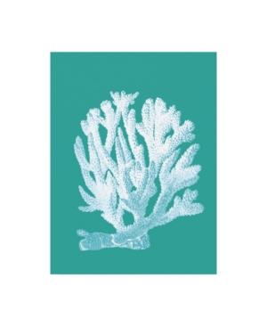 Trademark Global Fab Funky Coral 1 White On Turquoise Canvas Art In Multi