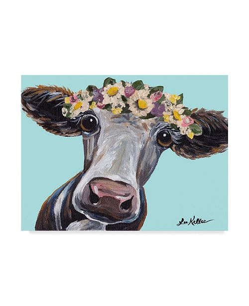 Trademark Global Hippie Hound Studios Cow Cora Flower Crown Blue