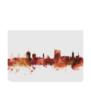 Trademark Global Michael Tompsett Cardiff Wales Skyline Red Canvas Art In Multi