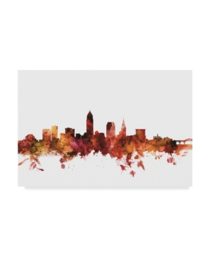 Trademark Global Michael Tompsett Cleveland Ohio Skyline Red Canvas Art In Multi