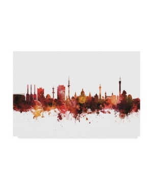 Trademark Global Michael Tompsett Hannover Germany Skyline Red Canvas Art In Multi