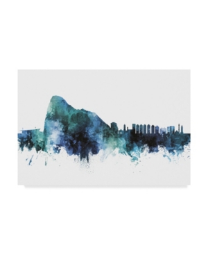 Trademark Global Michael Tompsett Gibraltar Skyline Blue Canvas Art In Multi