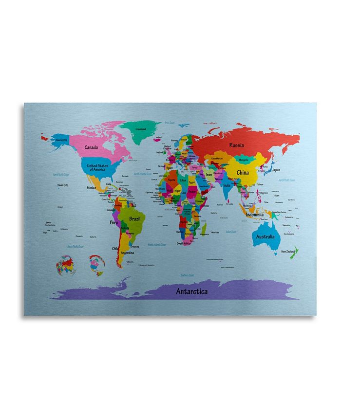 Trademark Global Michael Tompsett Childrens World Map Floating Brushed ...