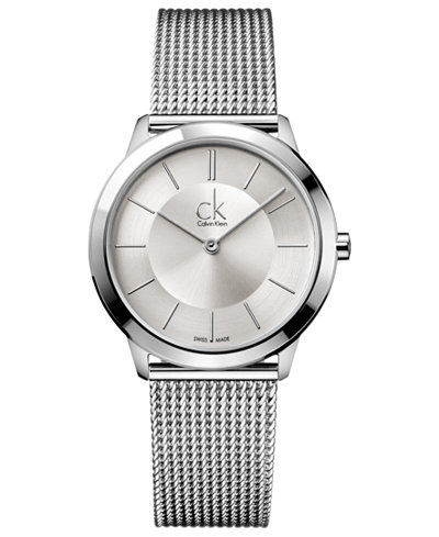 Calvin Klein Watch, Men's Swiss Minimal Stainless Steel Mesh Bracelet 35mm K3M22126