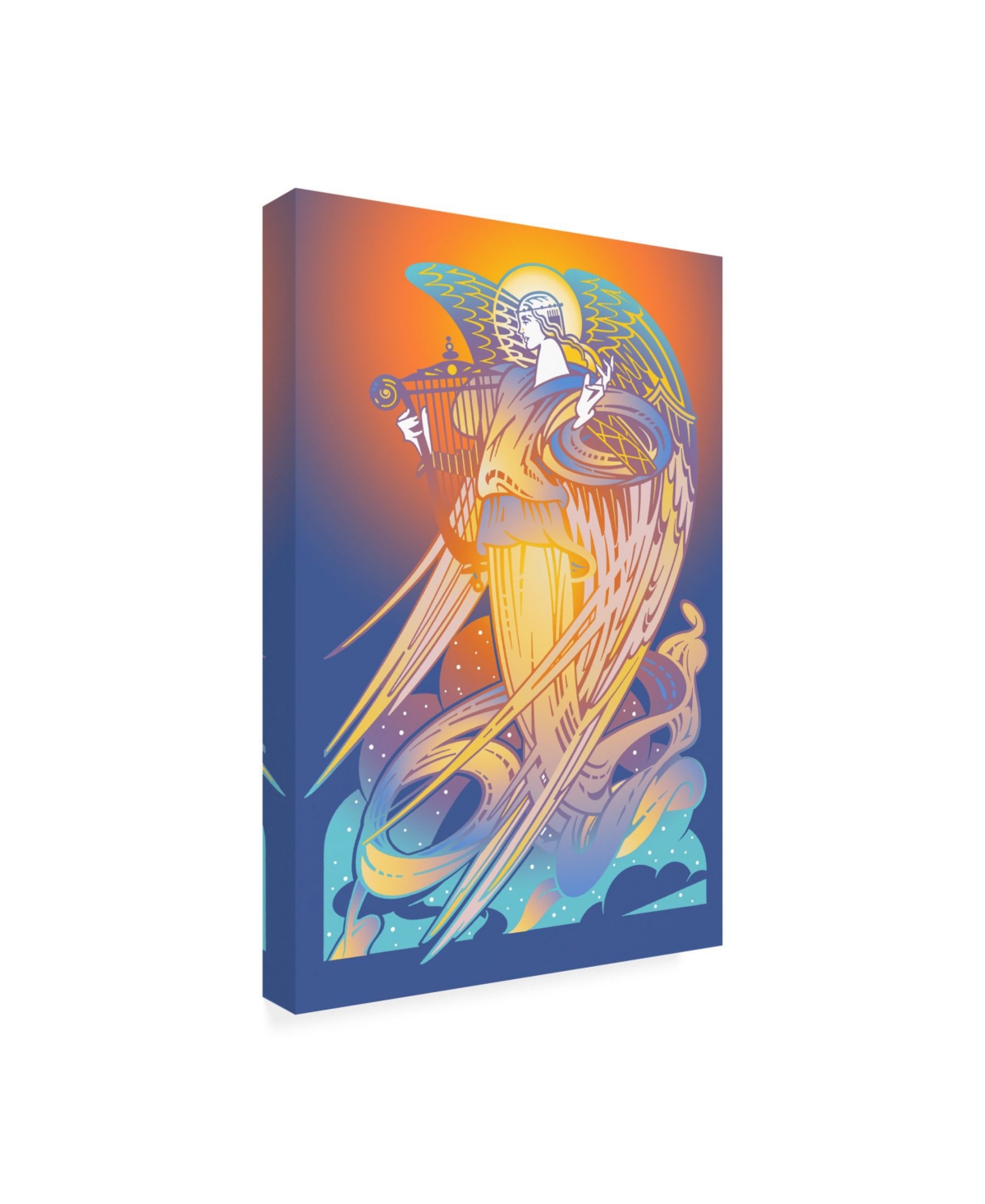 David Chestnutt New Angel with Harp Canvas Art -