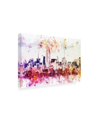 Trademark Global Philippe Hugonnard NYC Watercolor Collection - Manhattan View II Canvas Art - 15.5" x 21"