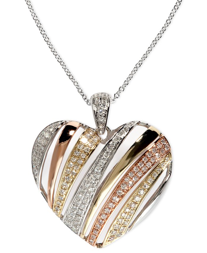 EFFY Collection Trio by EFFY® Diamond Diagonal Heart Pendant (3/8 ct. t ...