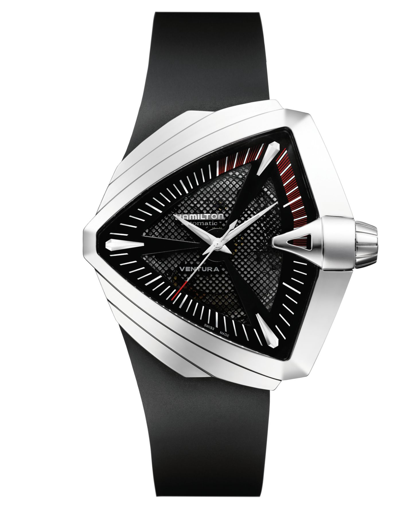 Мужские часы Hamilton Swiss Automatic Ventura XXL Black Rubber Strap Watch 45.5x46mm H24655331 — фото 1