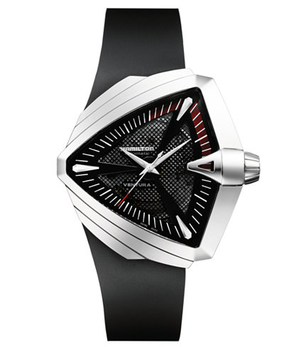 Hamilton Watch, Men's Swiss Automatic Ventura XXL Black Rubber Strap 27mm H24655331