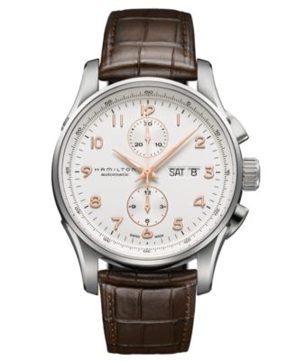 Hamilton - Watch, Men's Swiss Automatic Chronograph Jazzmaster Maestro Brown Leather Strap 45mm H32766513