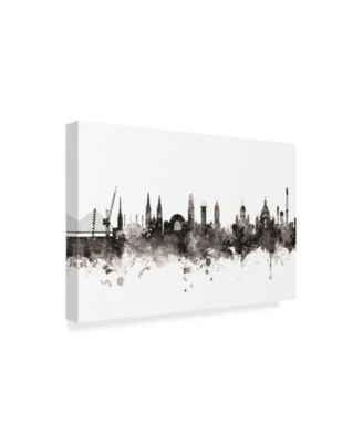 Trademark Global Michael Tompsett Helsinki Finland Skyline Black White Canvas Art - 20" x 25"