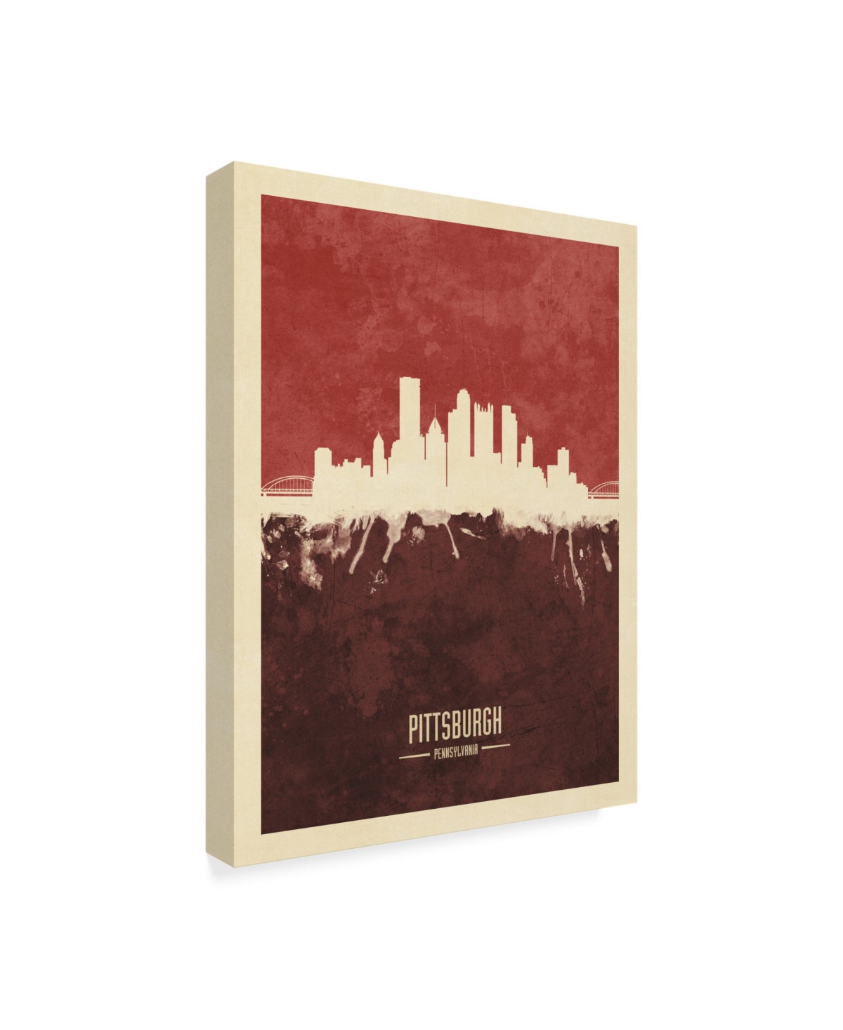 Michael Tompsett Pittsburgh Pennsylvania Skyline Red Ii Canvas Art -