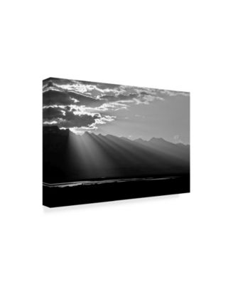 American School Clouds Rays in Black and White Canvas Art - 37" x 49"
