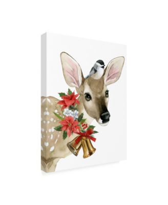 Grace Popp Deer Christmas I Canvas Art - 15" x 20"