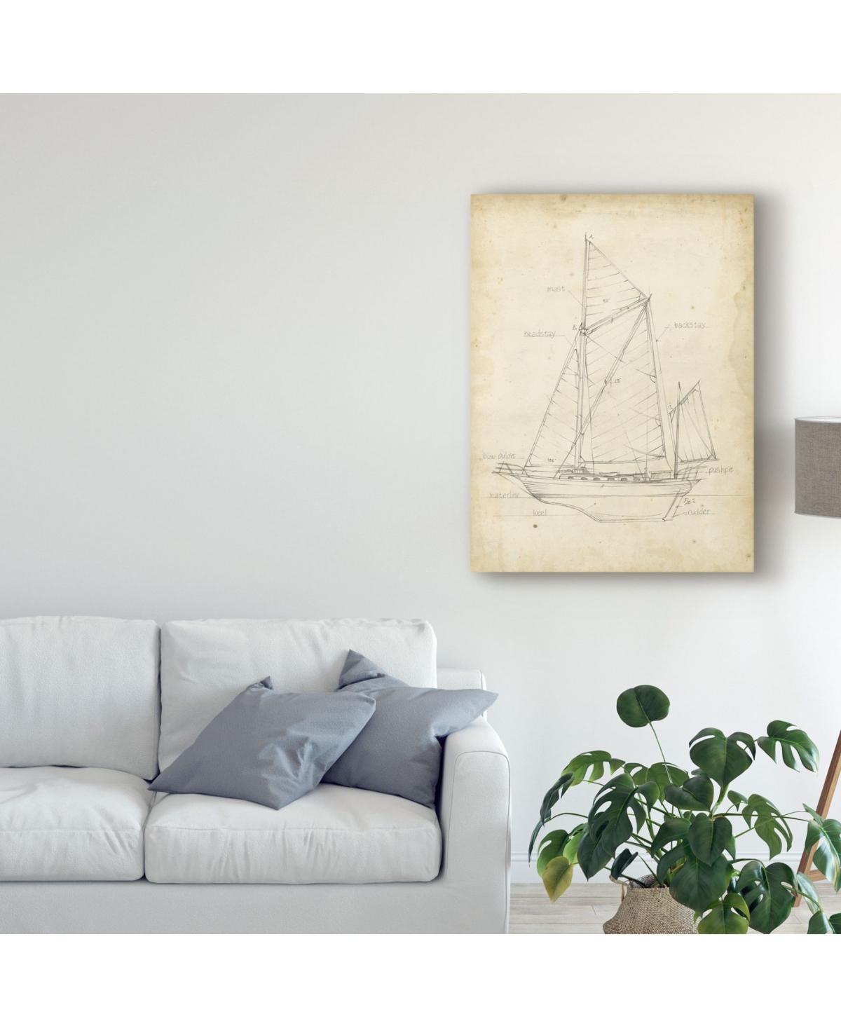 Ethan Harper Sailboat Blueprint V Canvas Art -