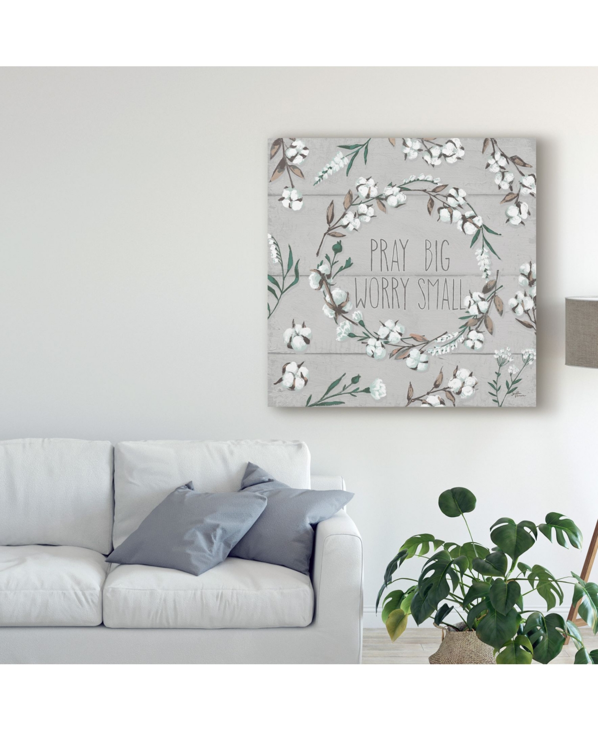 Janelle Penner Blessed Vi Gray Pray Big Worry Small Canvas Art -
