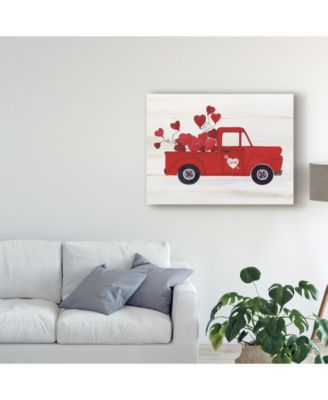 Kathleen Parr Mckenna Rustic Valentine Truck Canvas Art - 15" x 20"