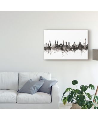 Trademark Global Michael Tompsett Helsinki Finland Skyline Black White Canvas Art - 20" x 25"