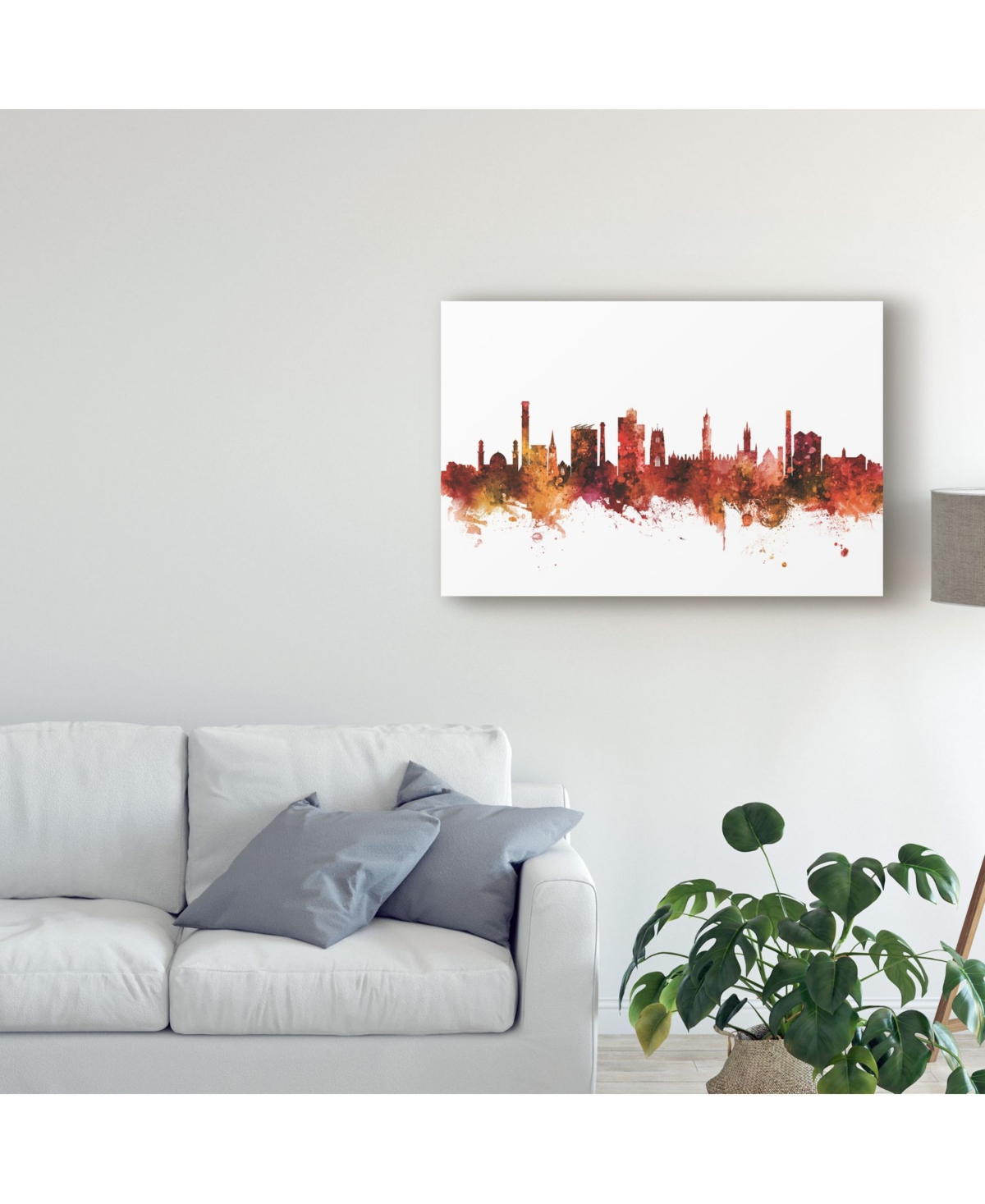 Michael Tompsett Bradford England Skyline Red Canvas Art -