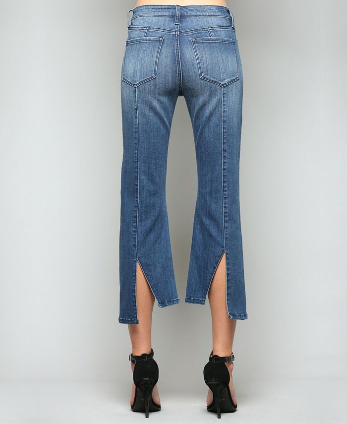 Vervet High Rise Trouser Slit Hem Kick Flare Jeans