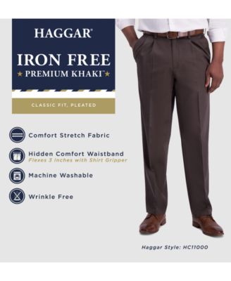 Haggar Men's Iron Free Premium Khaki Straight Fit Flat Front Pant 40 X 32 - Dark Navy