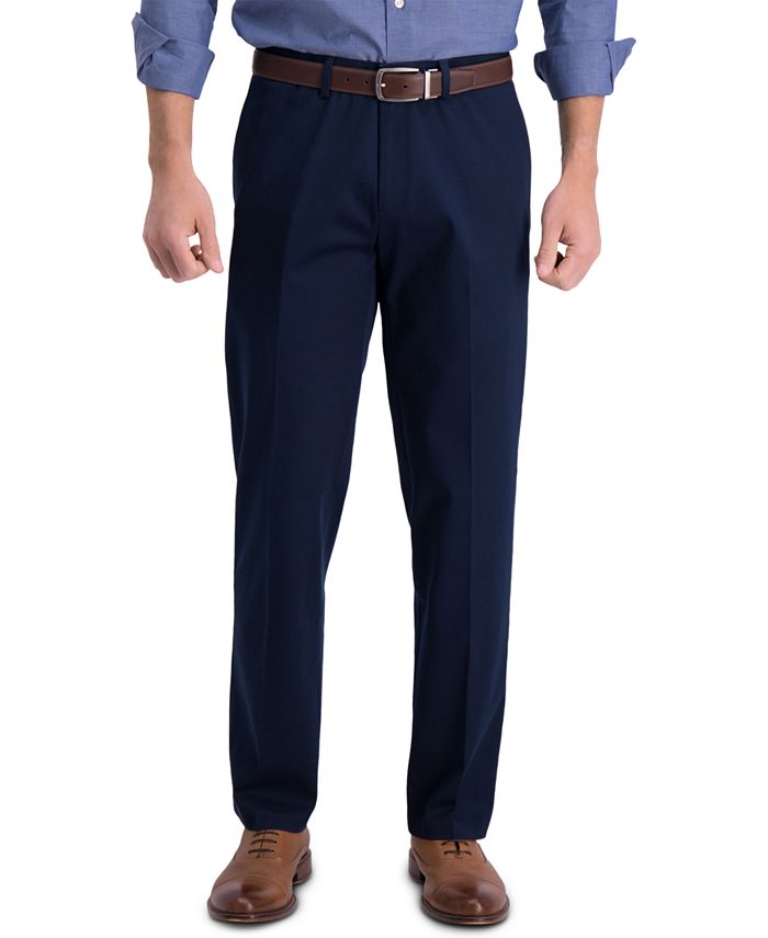 Haggar Mens B&t Iron Free Premium Khaki Classic Fit Pleat Front Expandable Waist Pant Casual Pants