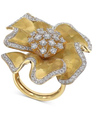 EFFY Collection EFFY® Diamond Flower Statement Ring (1-3/8 ct. t.w.) in 14k  Gold - Macy's