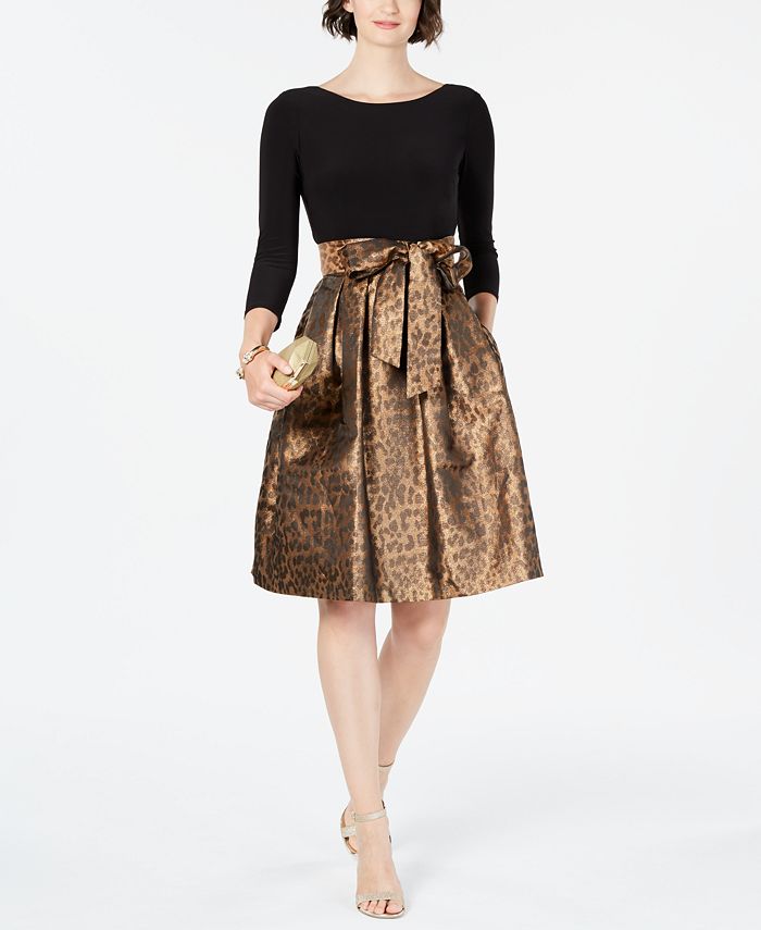 Jessica Howard Solid & Animal-Print Fit & Flare Dress - Macy's