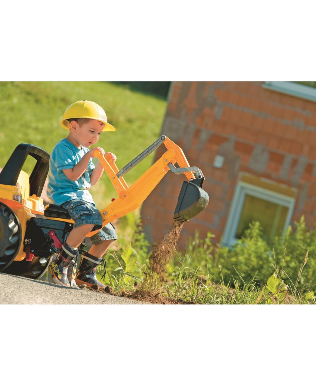 Shop Rolly Toys Cat Kid Backhoe Pedal Tractor With Front Loader In Yellow