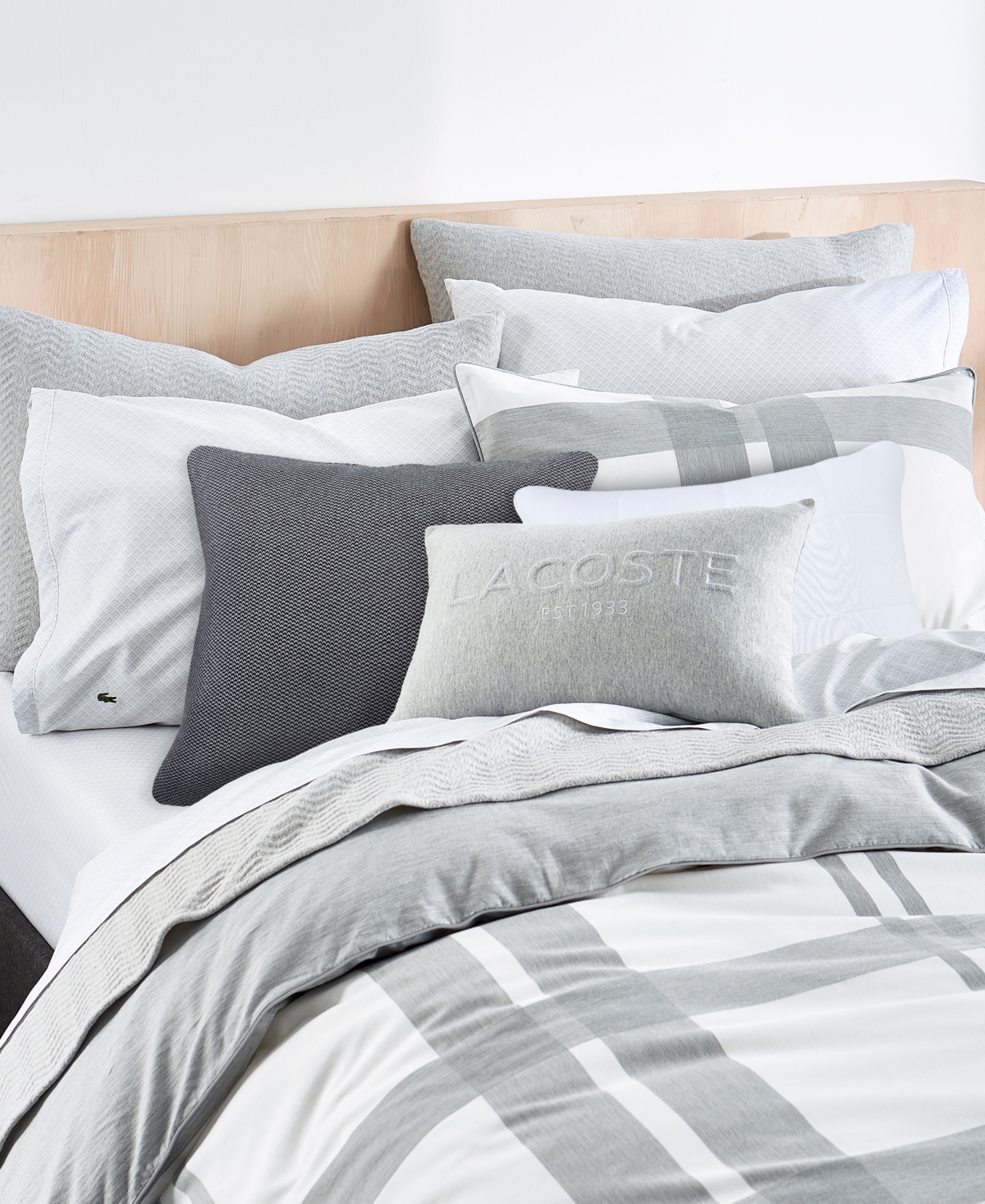 Shop Lacoste Home Baseline Duvet Cover Set, Full/queen In Micro Chip,white