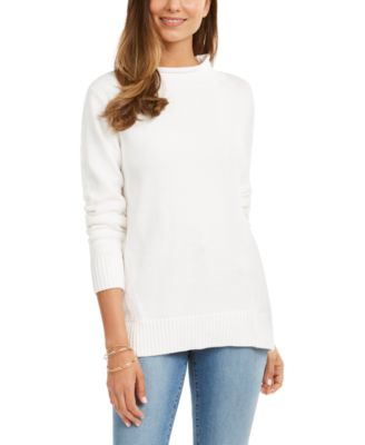 Karen Scott - Rolled Mock-Neck Cotton Sweater