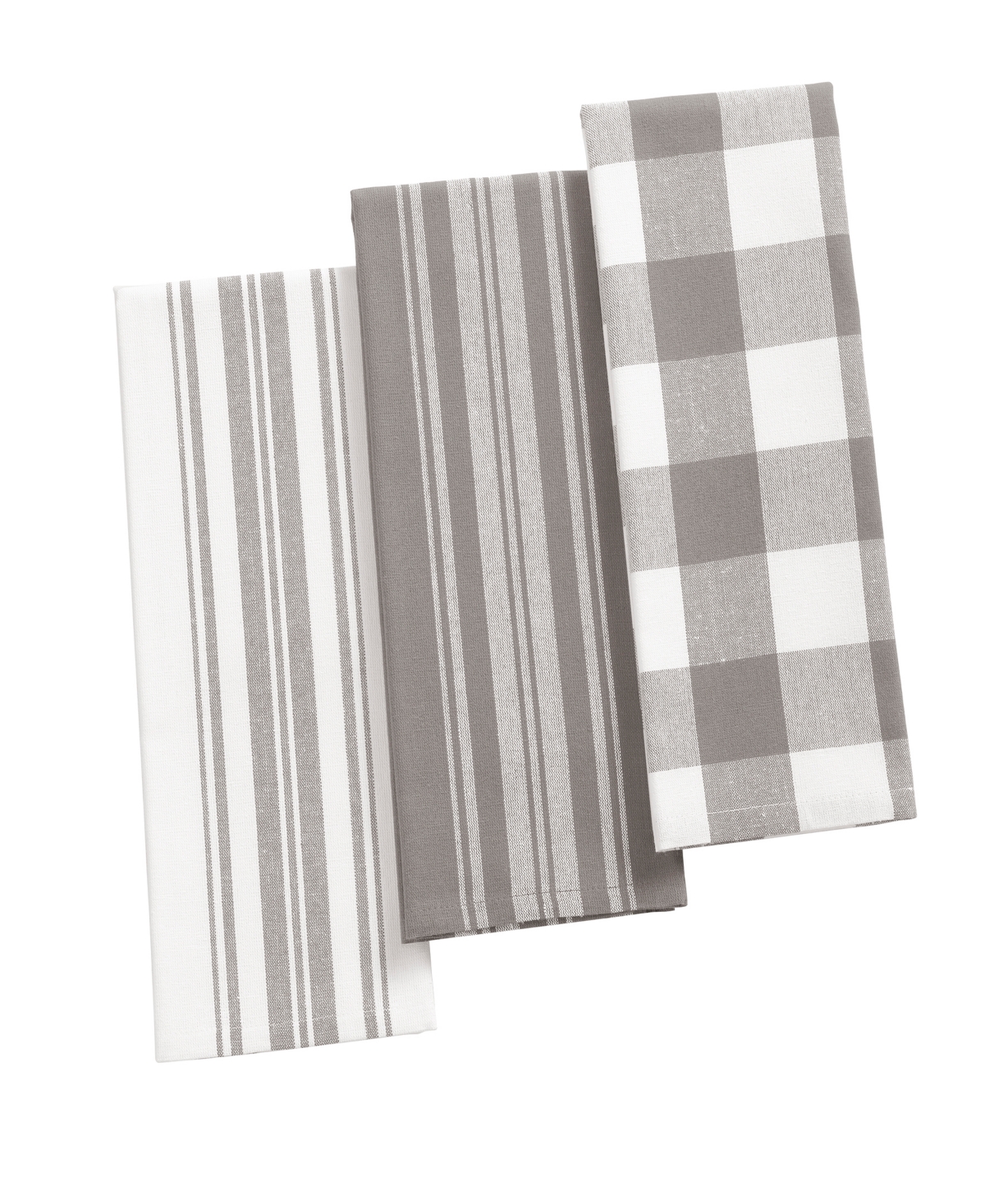 Elrene Farmhouse Living Stripe And Check Kitchen Towels - Set Of 3 In Red,white