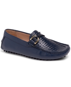 Shop Carlos By Carlos Santana Men's Malone Interweave Driver Leather Loafer Slip-on Casual Shoe In Navy Blue