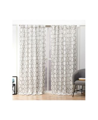 Hexa Geometric Print Hidden Tab Top Curtain Panel Pair, 54" X 96"