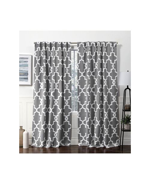 Exclusive Home Curtains Ironwork Sateen Woven Blackout Hidden Tab