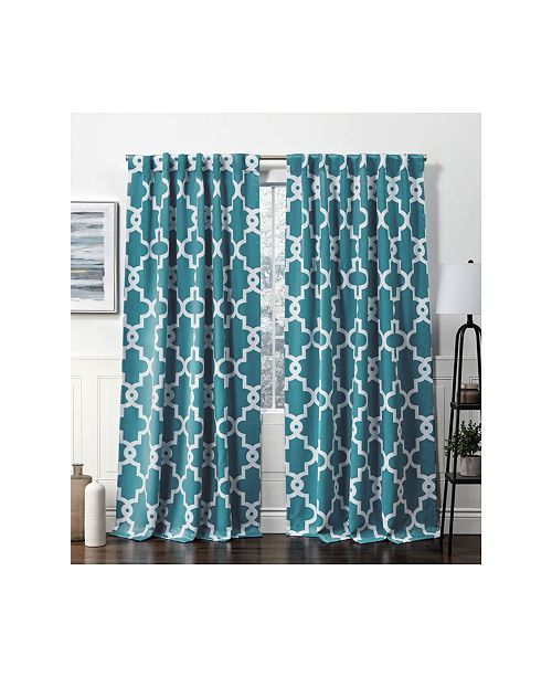 Exclusive Home Curtains Ironwork Sateen Woven Blackout Hidden Tab