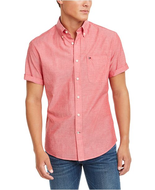 Tommy Hilfiger Men S Slim Fit Wainwright Short Sleeve Shirt
