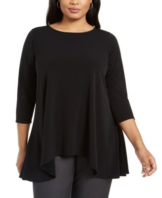 Alfani Plus Size V-Neck Top, Created for Macy's - Blue Infinity 