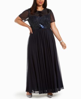 Betsy & Adam Plus Size Beaded Gown - Macy's