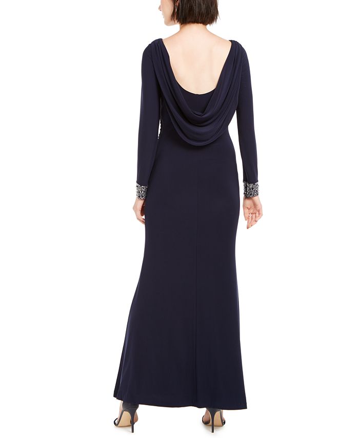 Vince Camuto Embellished Draped-Back Gown - Macy's