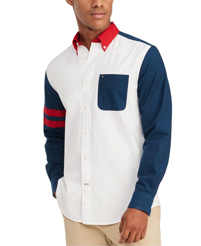 Tommy Hilfiger Men's CustomFit Zay Pieced Oxford Shirt, Created for Macy's Macy's