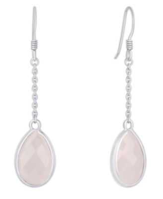 Macy's - Rose Quartz Teardrop Earring in Sterling Silver