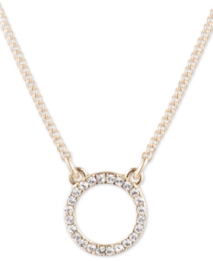 image of Dkny Gold-Tone Pave Open Circle Pendant Necklace, 16
