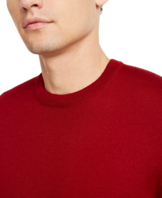 Men's Solid Crew Neck Merino Wool Blend Sweater