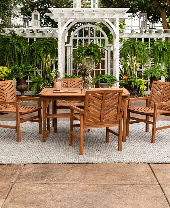 Walker Edison 5 Piece Extendable Outdoor Patio Dining Set & Reviews
