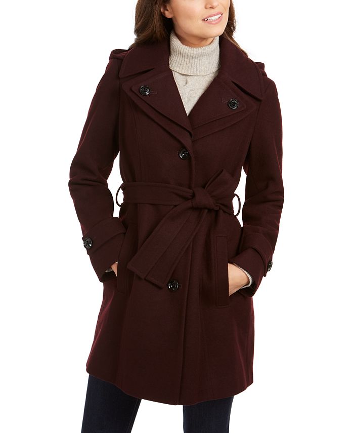 London Fog Double Collar Hooded Peacoat - Macy's