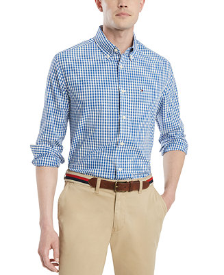 Tommy Hilfiger Men's Classic Fit Twain Check Shirt, Created for Macy's ...