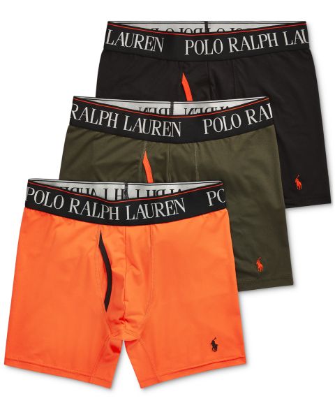 Трусы-боксеры для мужчин, 3 шт. — Polo Ralph Lauren, цвет: Чёрный / Оранжевый