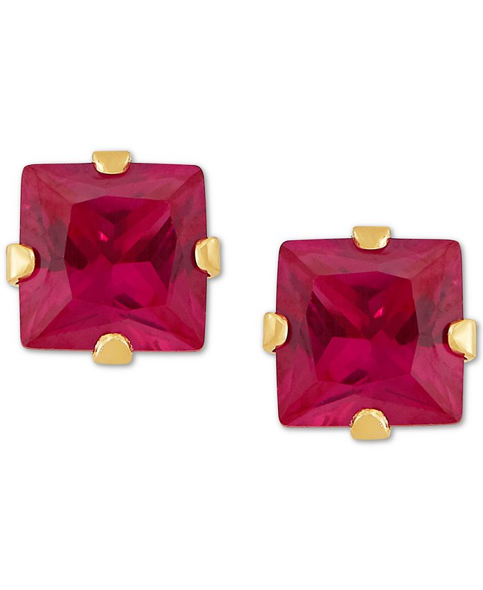 Macy's Lab-Created Ruby Stud Earrings (1 ct. t.w.) in 14k Gold - Macy's