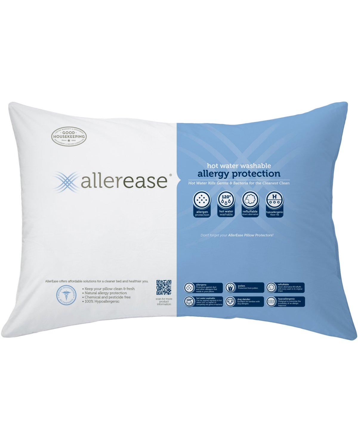 AllerEase Hot Water Wash Extra Firm Density Standard Pillow